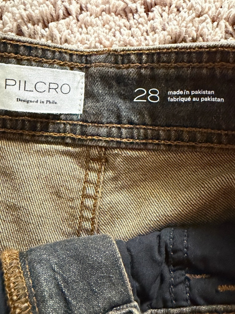 NWT new 28 Anthropologie pilcro seamed long denim jean shorts black gray gold - Picture 10 of 17